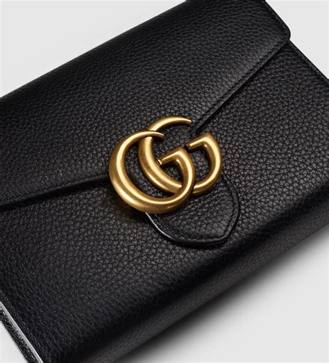 black leather gucci wallet with chain|Gucci marmont wallet black.